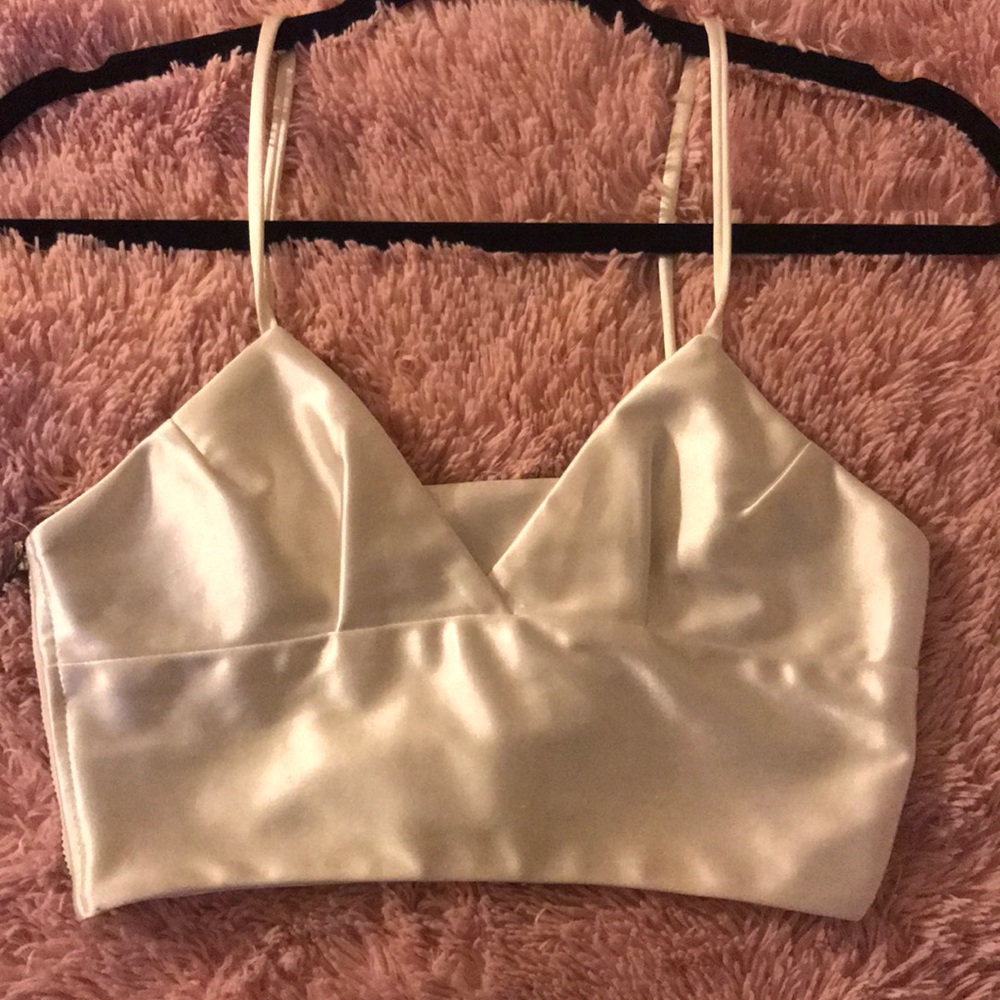 White Holographic Festival Crop Tank